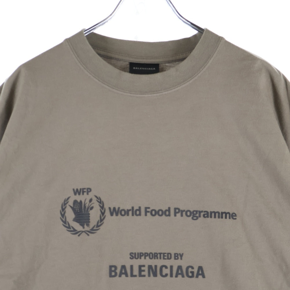 BALENCIAGA(バレンシアガ) WFP T-SHIRT WOLD FOOD PROGRAMME ワールド フード プログラム 両面プリント モックネック 半袖Tシャツ ブラウン 612965 TMVL2