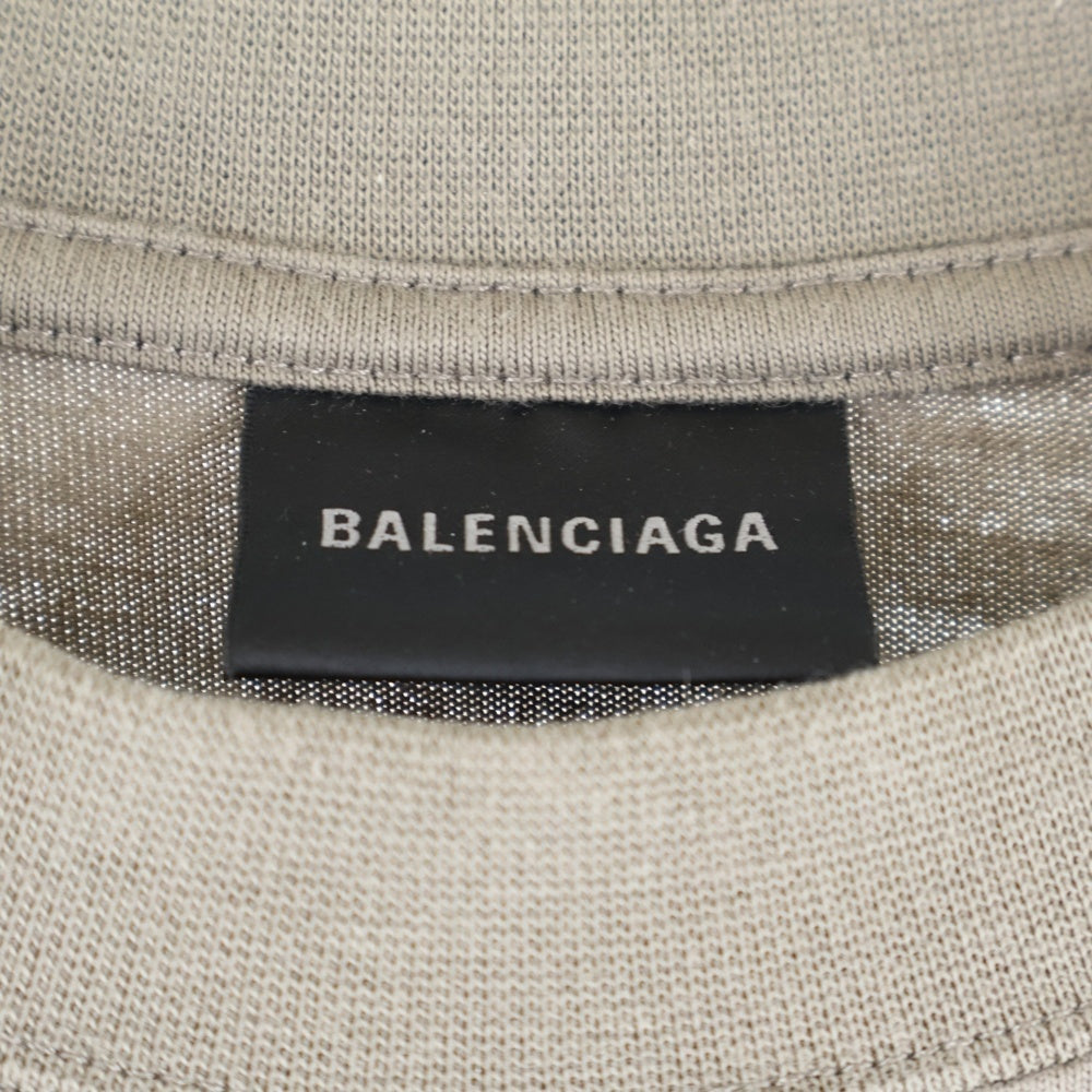 BALENCIAGA(バレンシアガ) WFP T-SHIRT WOLD FOOD PROGRAMME ワールド フード プログラム 両面プリント モックネック 半袖Tシャツ ブラウン 612965 TMVL2