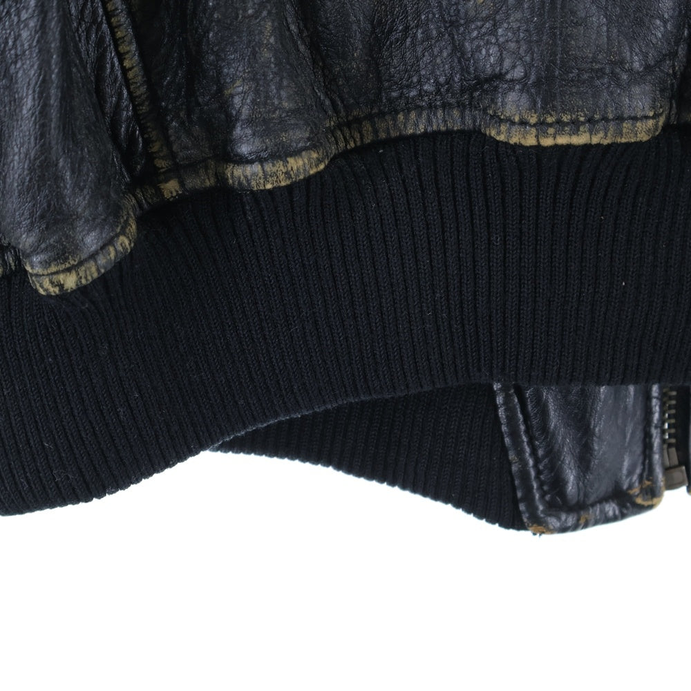 GUESS(ゲス) 90S VINTAGE LEATHER JACKET ヴィンテージ ワッペン刺繍 ジップアップレザージャケット ブラウン