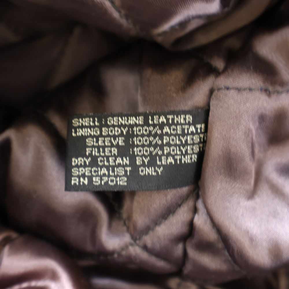 GUESS(ゲス) 90S VINTAGE LEATHER JACKET ヴィンテージ ワッペン刺繍 ジップアップレザージャケット ブラウン