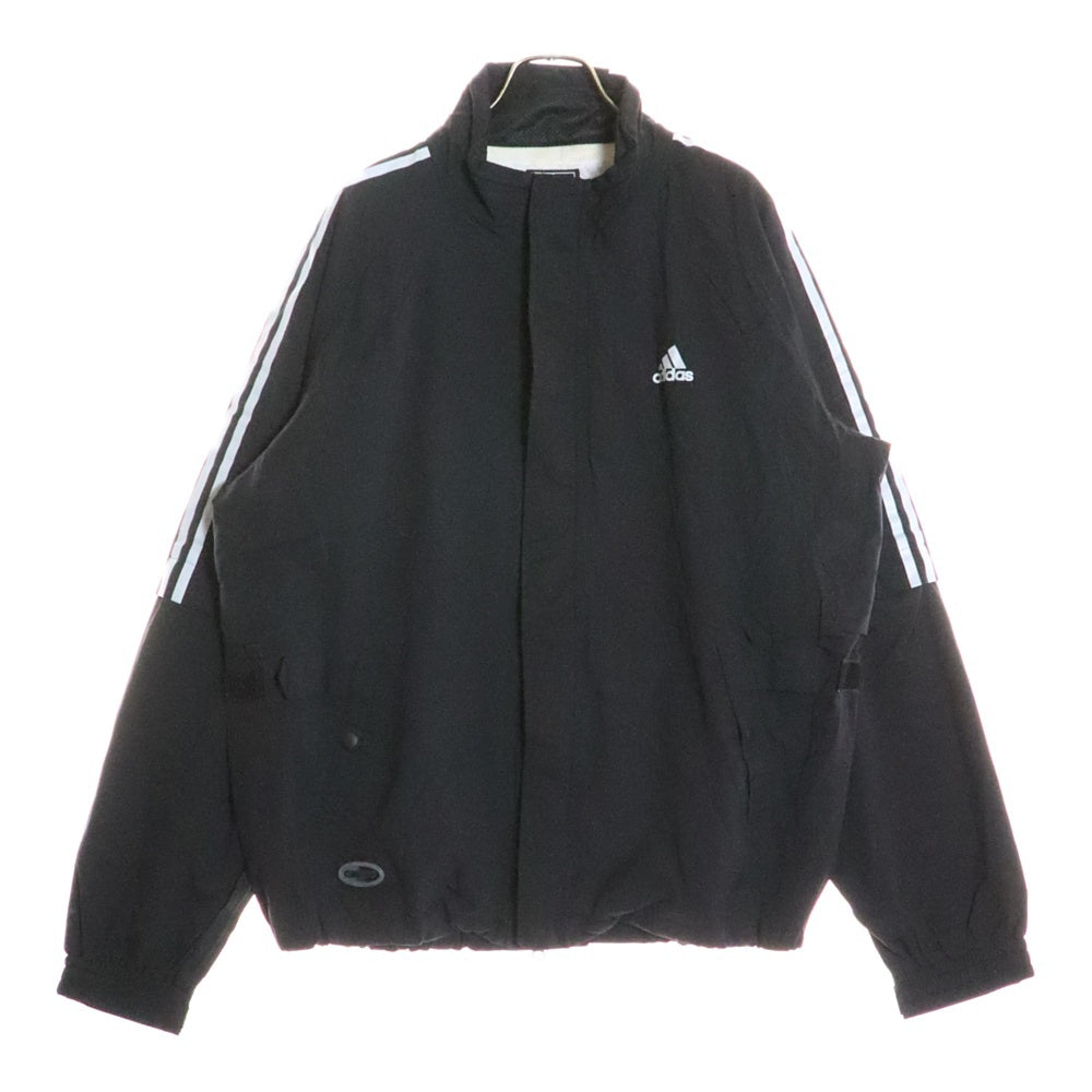 adidas(アディダス) CLIMAPROOF 2WAY NYLON JACKET クライマプルーフ 胸ロゴプリント 袖切替 ジップアップナイロンジャケット ブラック P0208