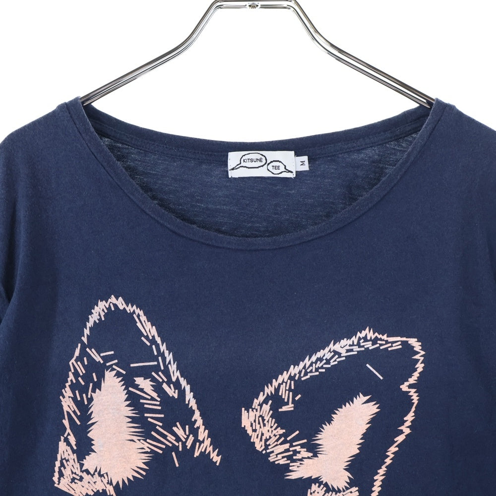 KITSUNE TEE(キツネティー) イアープリント Tシャツ 半袖カットソー レディース ネイビー/ピンク