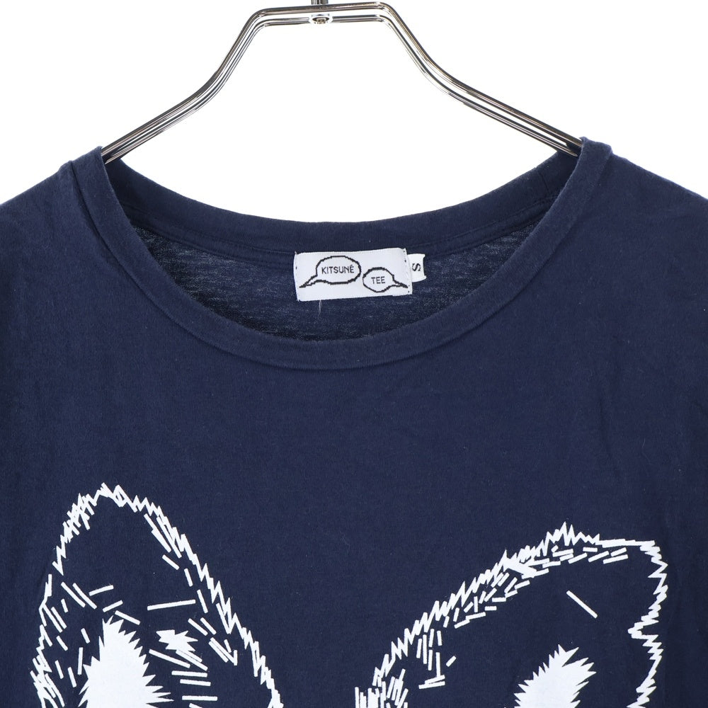 KITSUNE TEE(キツネティー) イアープリント Tシャツ 半袖カットソー レディース ホワイト/ネイビー
