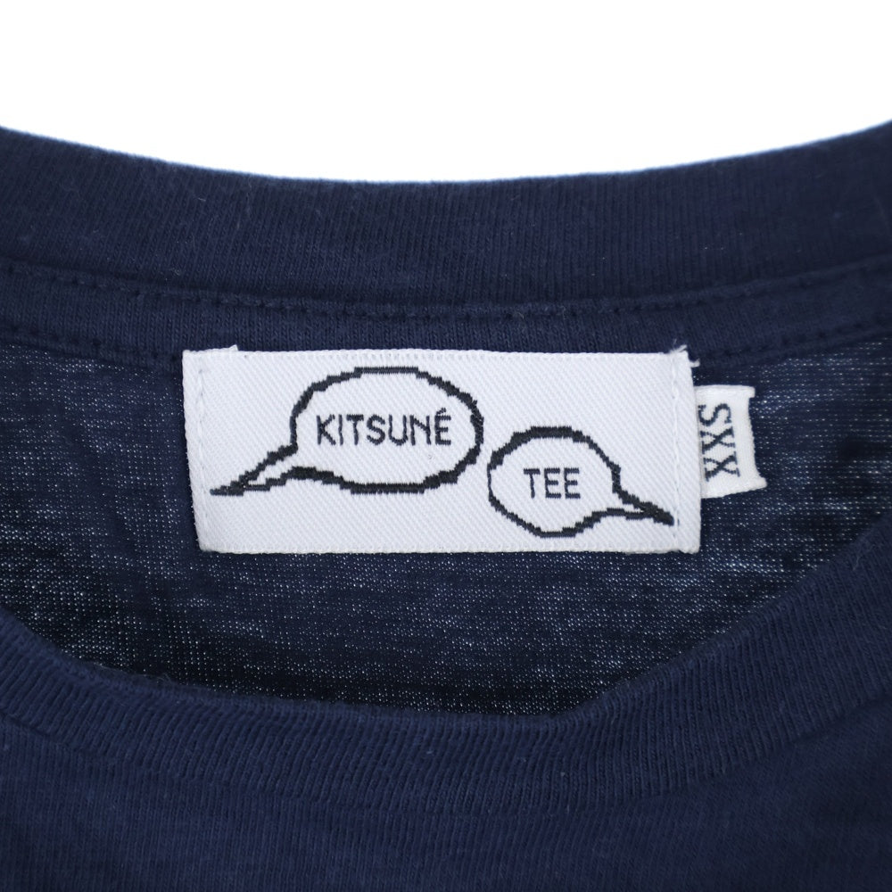 KITSUNE TEE(キツネティー) イアープリント Tシャツ 半袖カットソー レディース ホワイト/ネイビー