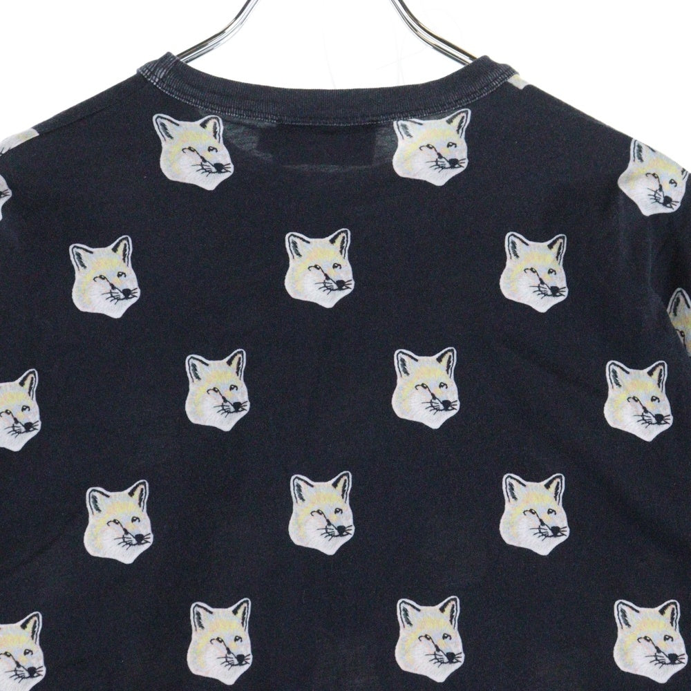 MAISON KITSUNE(メゾンキツネ) フェイス総柄 半袖Tシャツ カットソー レディース ブラック/ホワイト