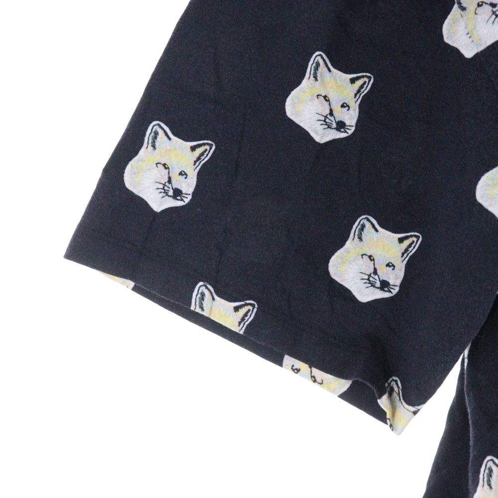 MAISON KITSUNE(メゾンキツネ) フェイス総柄 半袖Tシャツ カットソー レディース ブラック/ホワイト