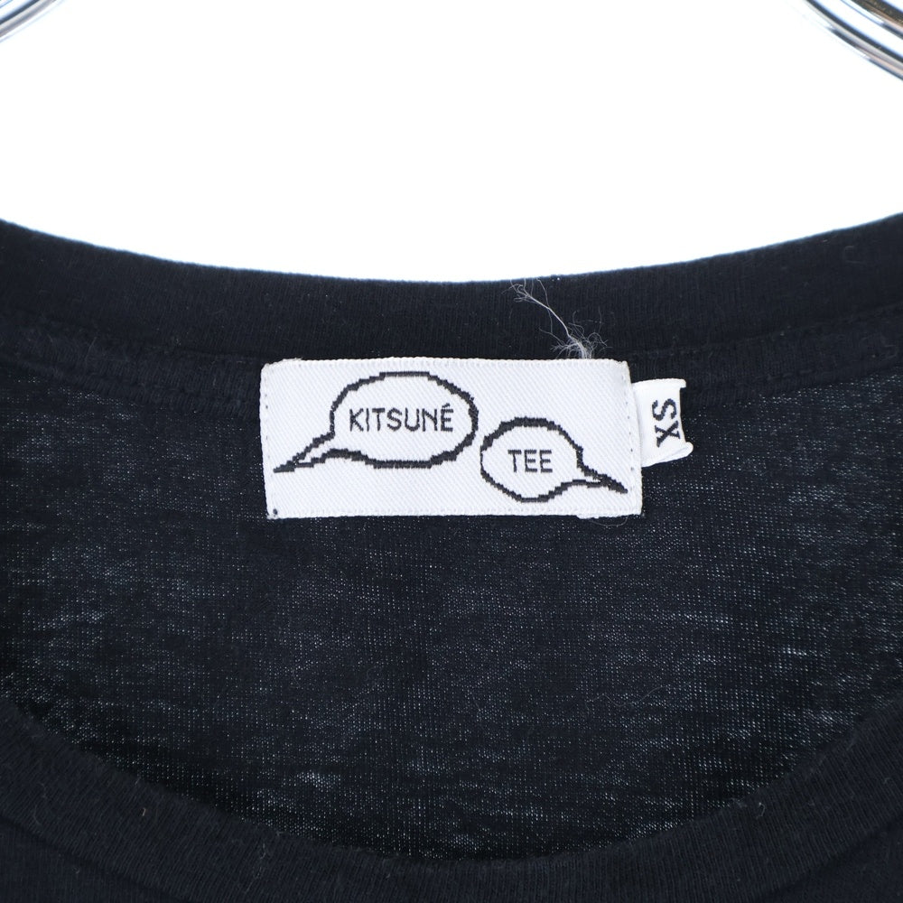 KITSUNE TEE(キツネティー) イアー ロゴプリント Tシャツ 半袖カットソー レディース ブラック/ホワイト