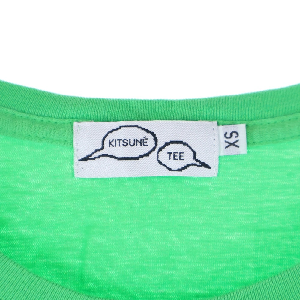 KITSUNE TEE(キツネティー) キツネ 総柄プリントTシャツ 半袖カットソー レディース グリーン