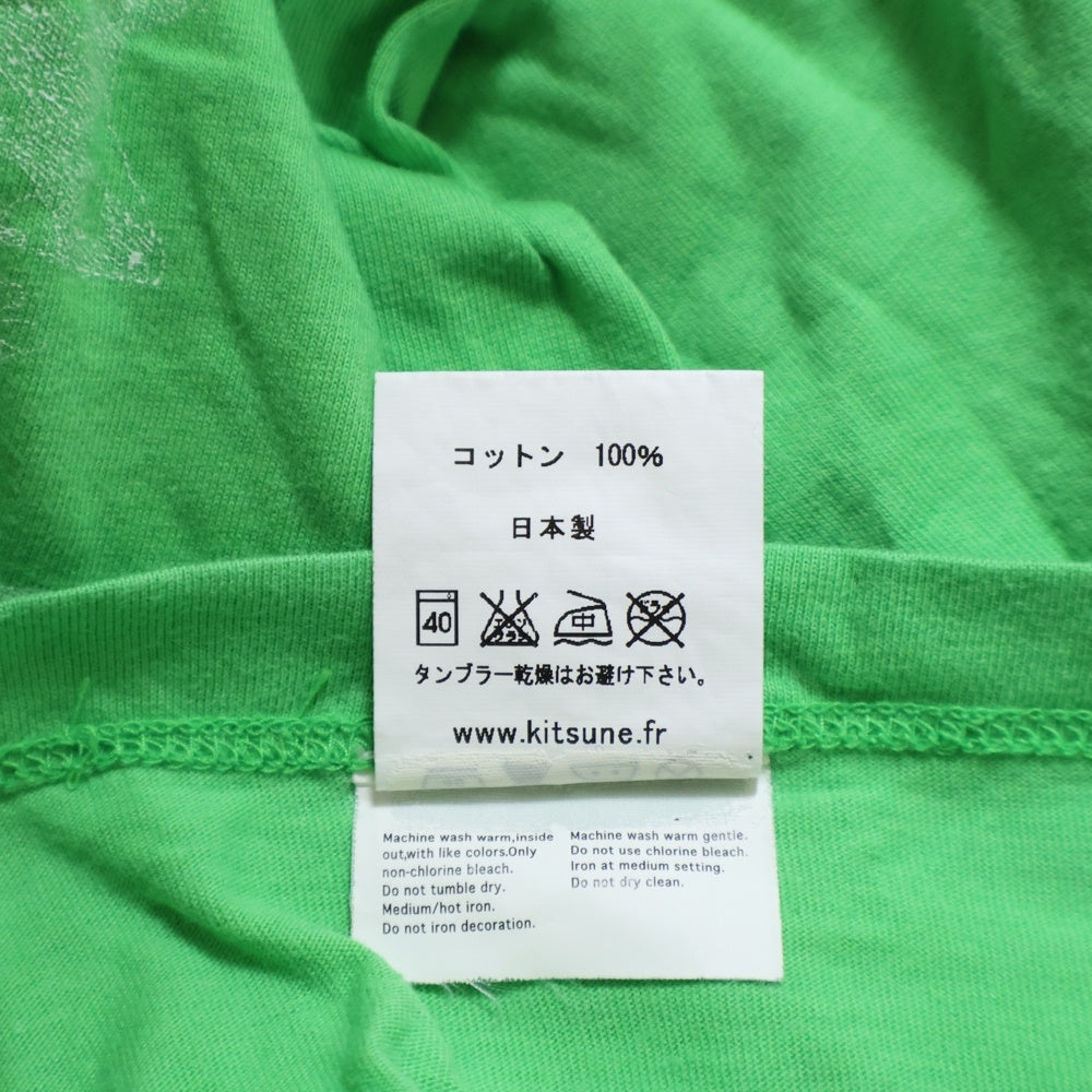 KITSUNE TEE(キツネティー) キツネ 総柄プリントTシャツ 半袖カットソー レディース グリーン