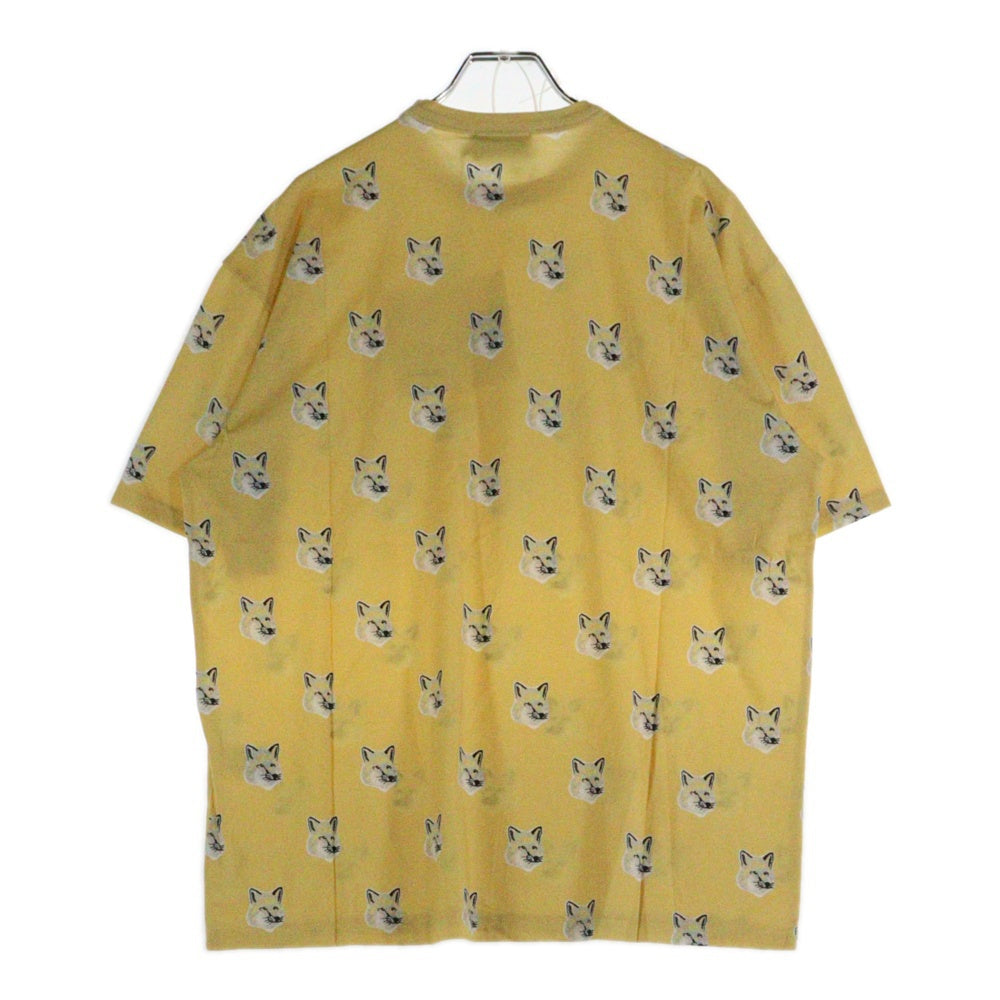 MAISON KITSUNE(メゾンキツネ) フェイス総柄 半袖Tシャツ カットソー レディース イエロー/ホワイト