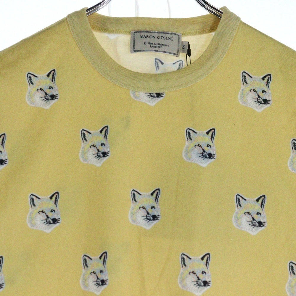 MAISON KITSUNE(メゾンキツネ) フェイス総柄 半袖Tシャツ カットソー レディース イエロー/ホワイト