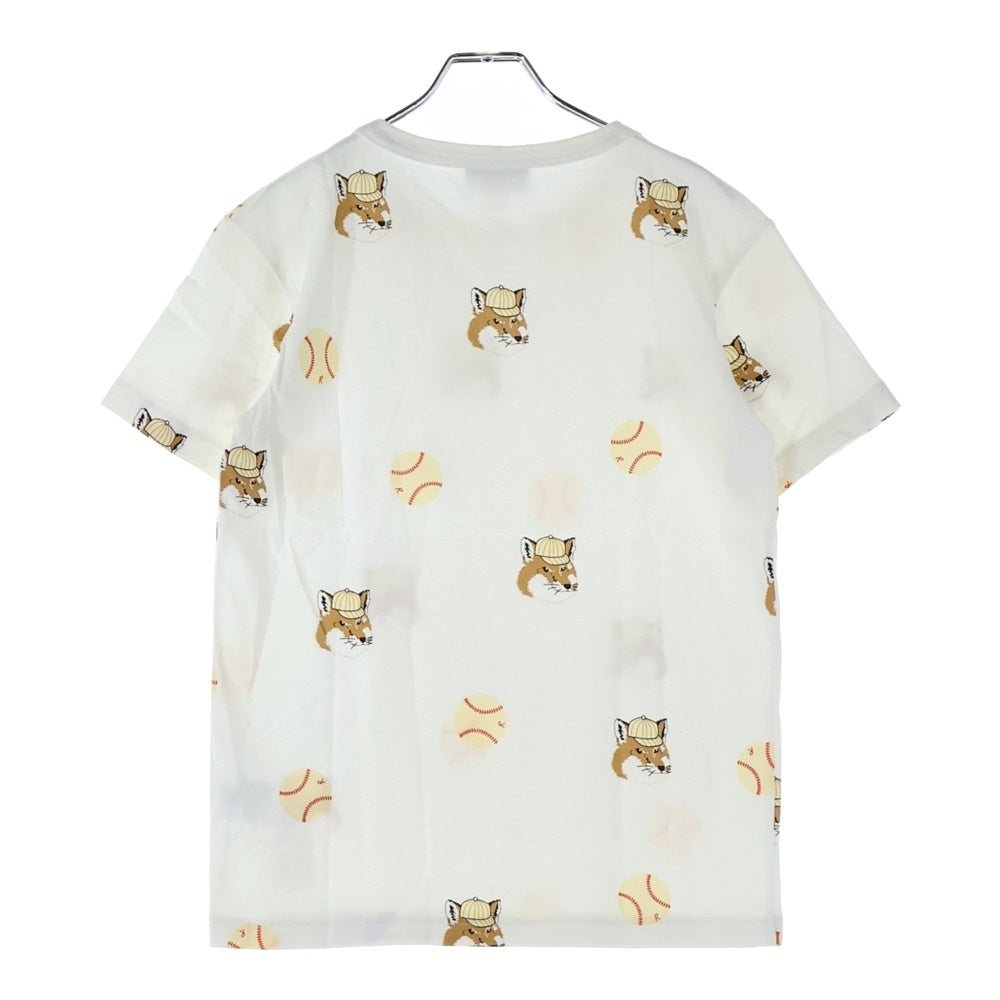 MAISON KITSUNE(メゾンキツネ) ×REEBOK 総柄 半袖Tシャツ カットソー レディース ホワイト/ブラウン