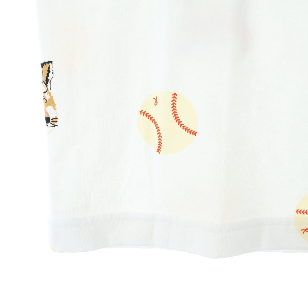 MAISON KITSUNE(メゾンキツネ) ×REEBOK 総柄 半袖Tシャツ カットソー レディース ホワイト/ブラウン