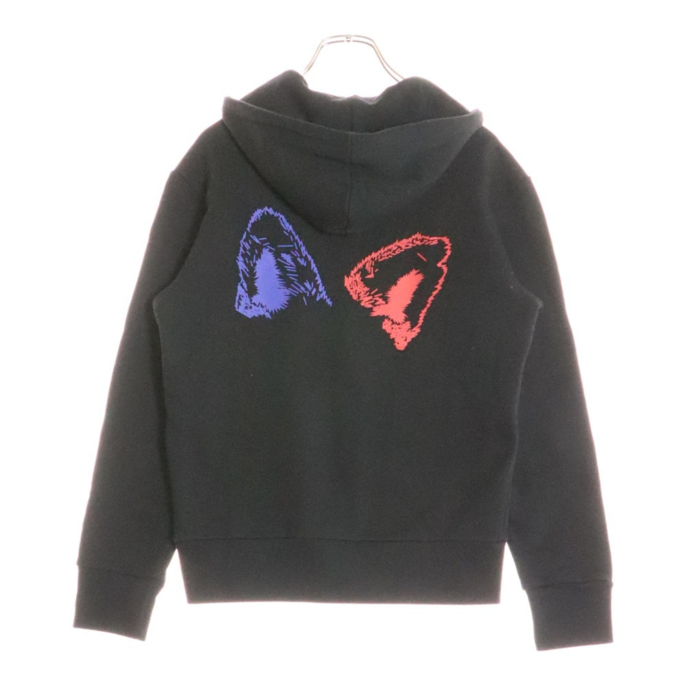 MAISON KITSUNE(メゾンキツネ) キツネパッチ ドローストリング ジップアップフーディ スウェットパーカー レディース ブラック