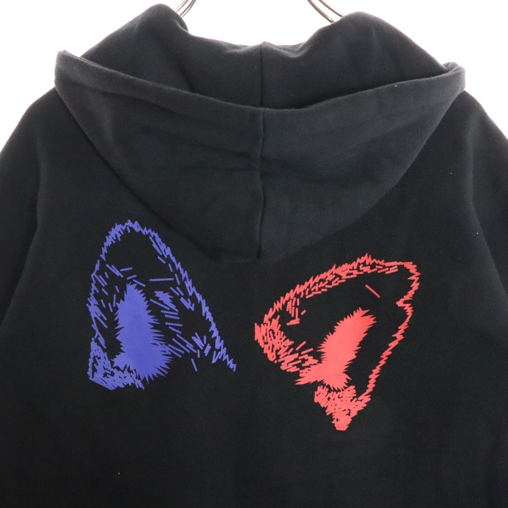MAISON KITSUNE(メゾンキツネ) キツネパッチ ドローストリング ジップアップフーディ スウェットパーカー レディース ブラック