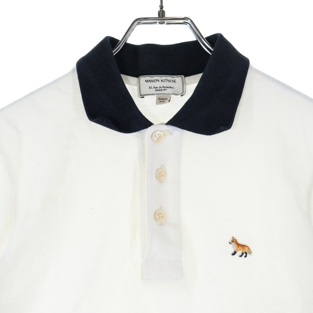 MAISON KITSUNE(メゾンキツネ) キツネパッチ 半袖ポロシャツ レディース ホワイト/ブラック