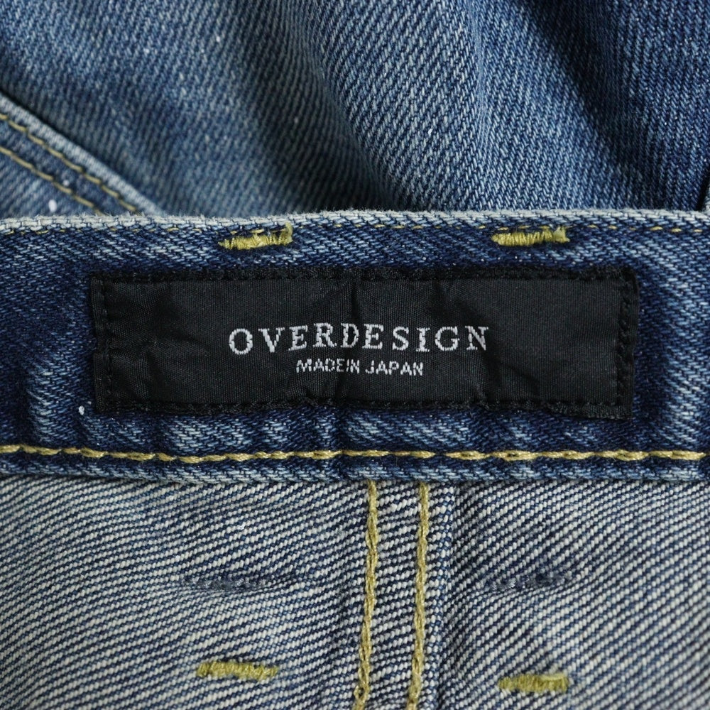 OVERDESIGN(オーバーデザイン) 異素材パッチワークデザイン ダメージ加工 ボタンフライ デニム スキニーパンツ インディゴ