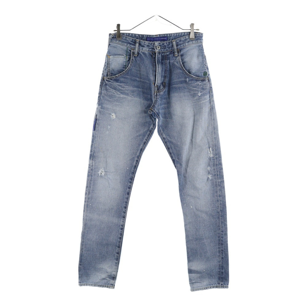 DENIM BY VANQUISH & FRAGMENT(デニムバイヴァンキッシュアンドフラグメント) ハードウォッシュ スリム ロークロッチ ジップフライ デニムパンツ インディゴ VFP4006