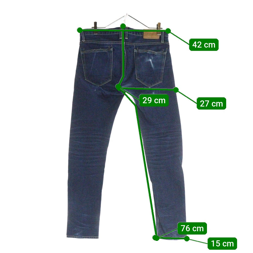 OVERDESIGN(オーバーデザイン) コットンストレッチ ボタンフライ デニム スキニーパンツ インディゴ