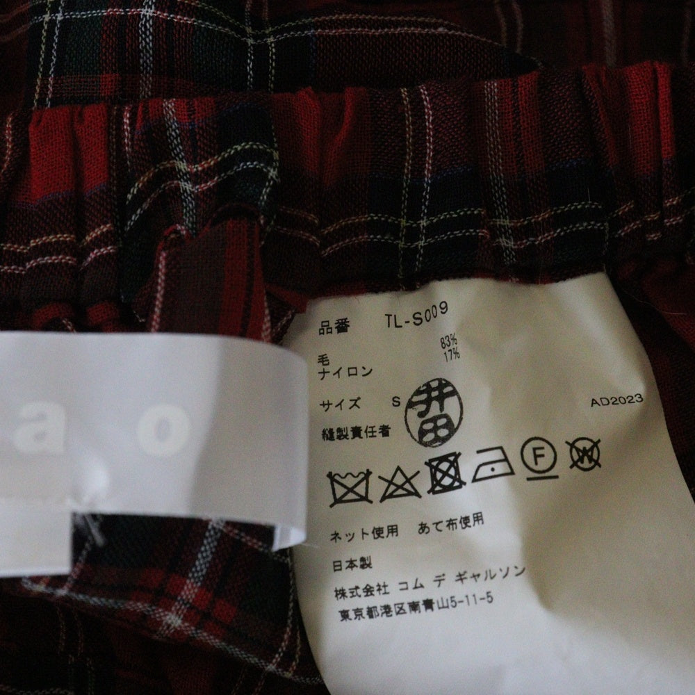 TAO COMME des GARCONS(タオコムデギャルソン) 23AW チェック柄 ロングスカート レディース レッド TL-S009 AD2023