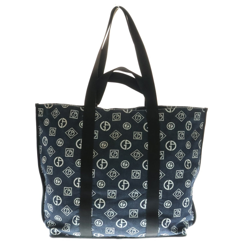 GIORGIO ARMANI(ジョルジオアルマーニ) モノグラム 2WAY デニム ハンド ショルダーバッグ インディゴ