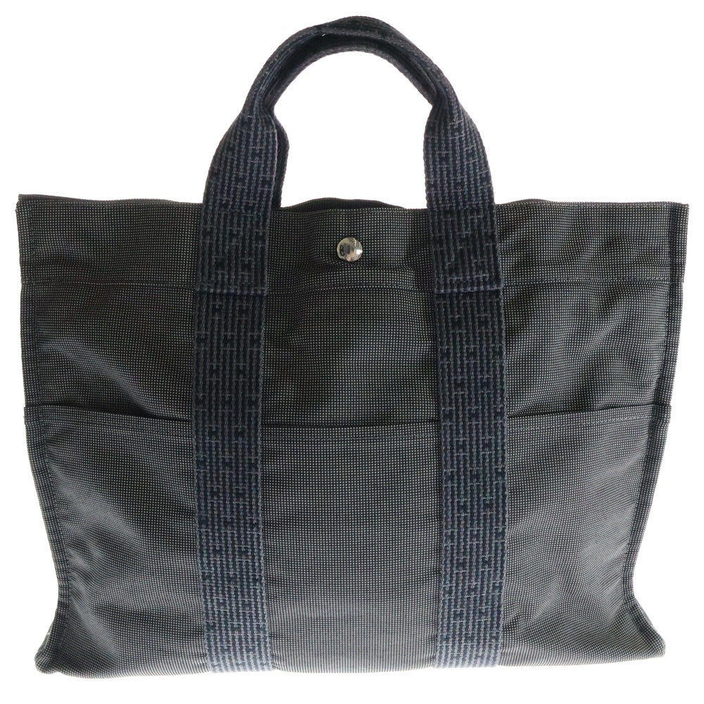 HERMES(エルメス) Herline Tote MM エールライン MM キャンバス スナップボタン トートバッグ ハンドバック グレー