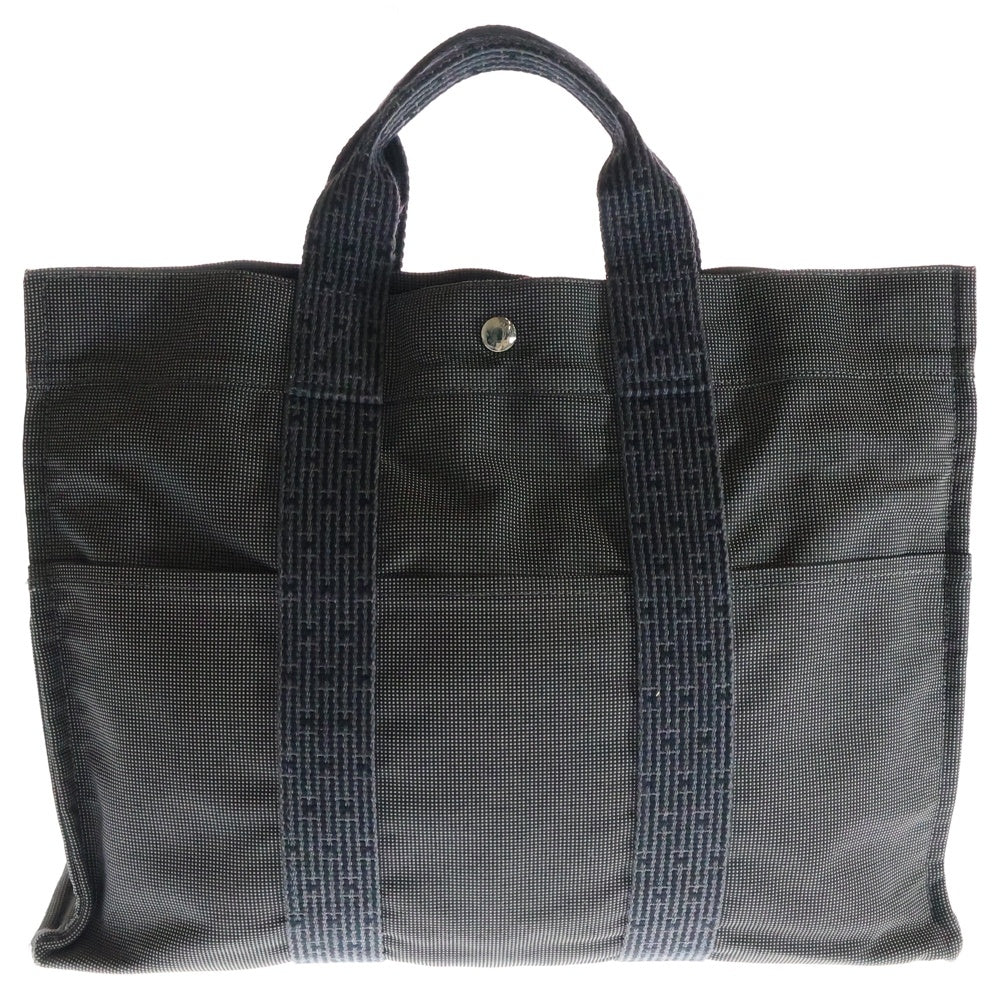HERMES(エルメス) Herline Tote MM エールライン MM キャンバス スナップボタン トートバッグ ハンドバック グレー