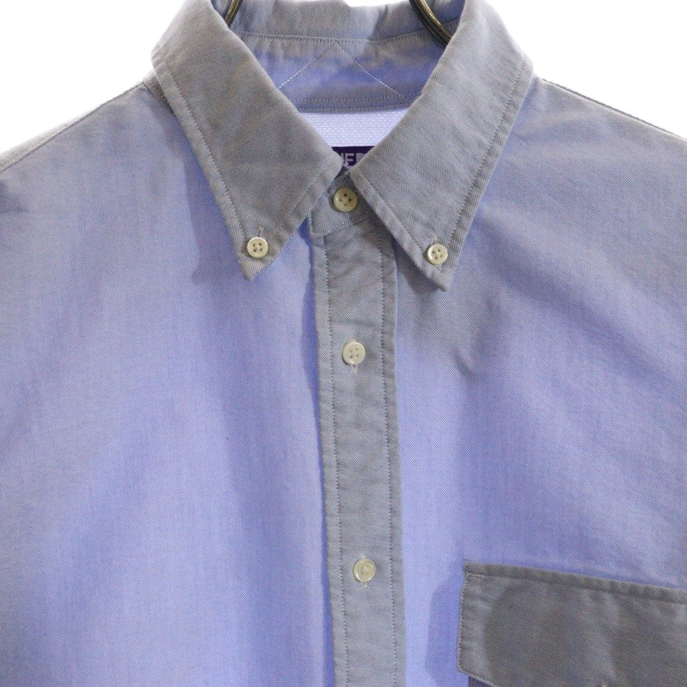 THE NORTH FACE(ザノースフェイス) サイドポケット ロゴ刺繍 オックスフォードボタンダウン 長袖シャツ ブルー NT3300N