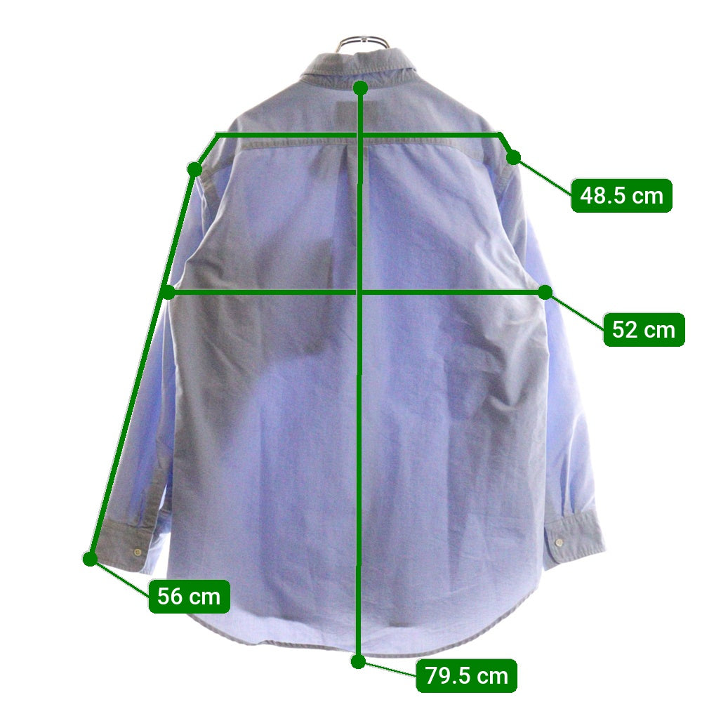 THE NORTH FACE(ザノースフェイス) サイドポケット ロゴ刺繍 オックスフォードボタンダウン 長袖シャツ ブルー NT3300N