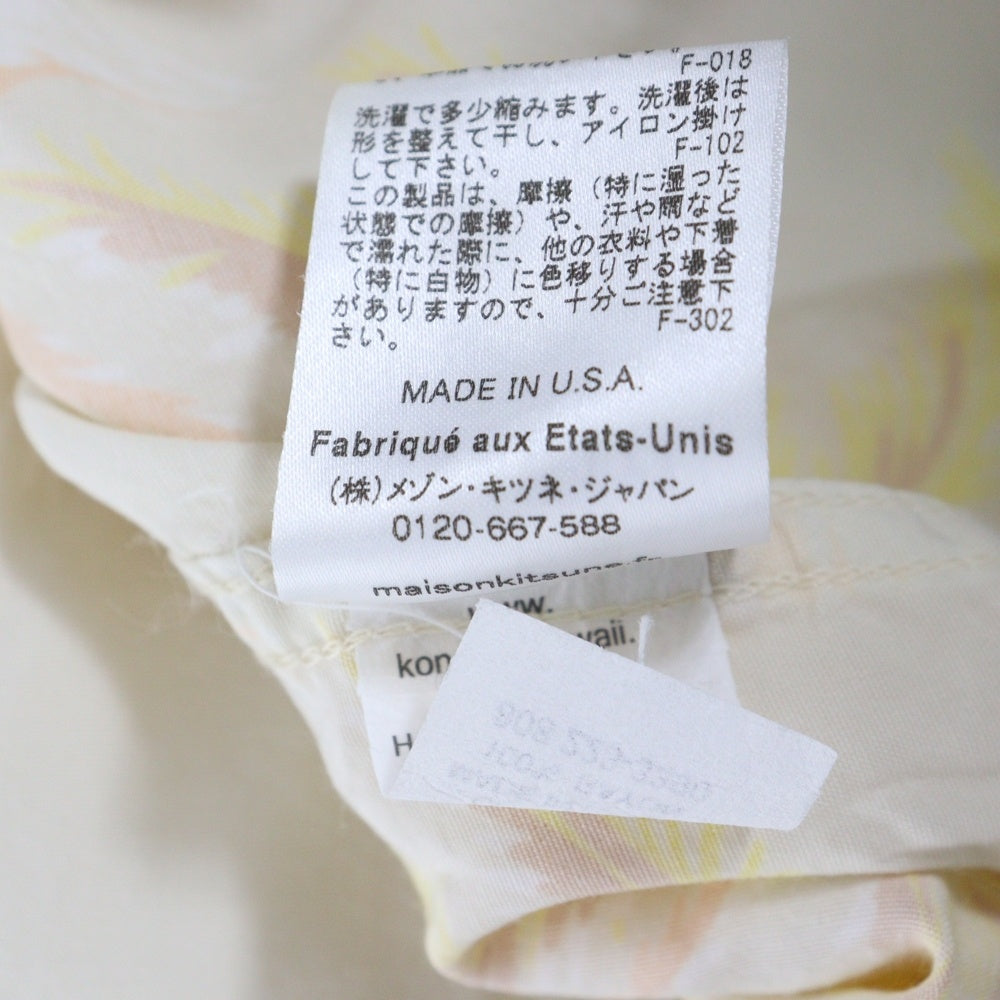 MAISON KITSUNE(メゾンキツネ) KMH30500 総柄 レーヨン 半袖オープンカラーシャツ アイボリー