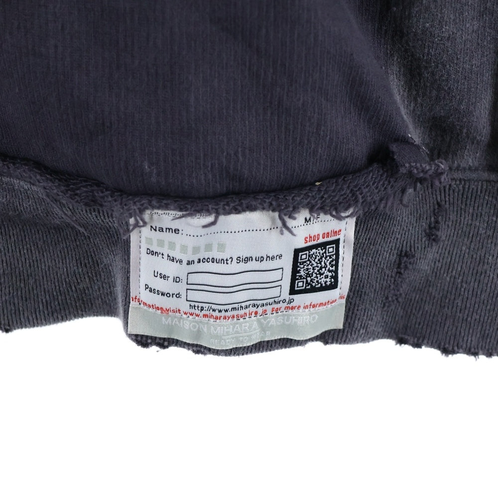MAISON MIHARAYASUHIRO(メゾンミハラヤスヒロ) 24AW Sun Faded Parka サンフェードパーカー ダメージ加工 ジップアップスウェットフーディ グレー A13PK541