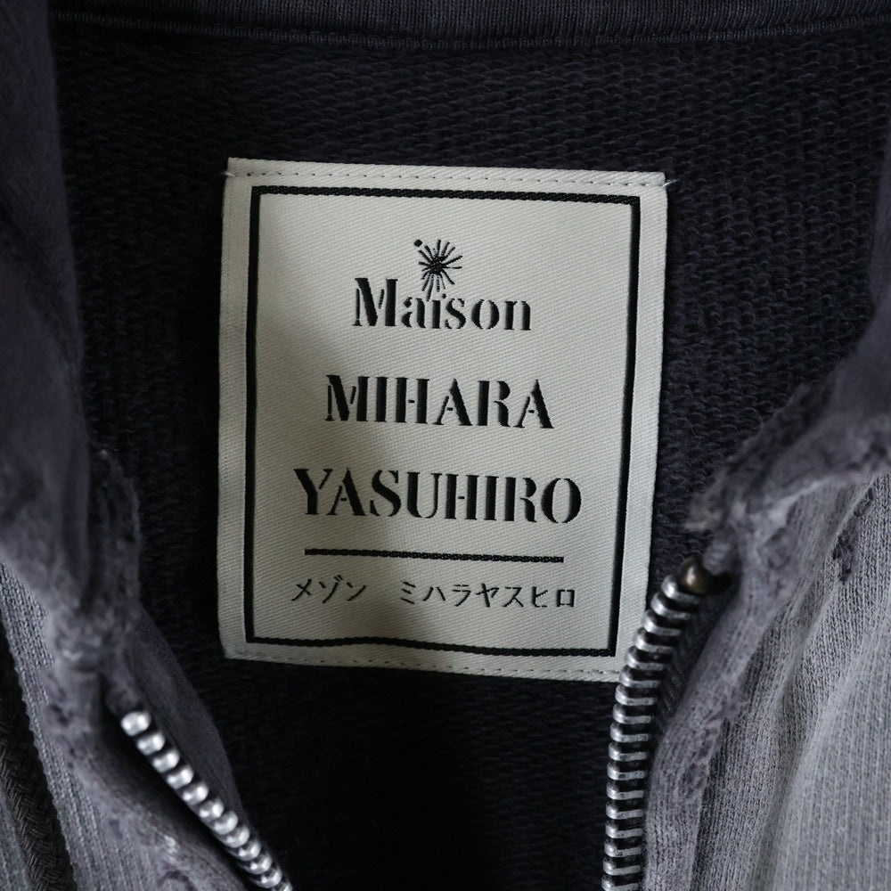 MAISON MIHARAYASUHIRO(メゾンミハラヤスヒロ) 24AW Sun Faded Parka サンフェードパーカー ダメージ加工 ジップアップスウェットフーディ グレー A13PK541