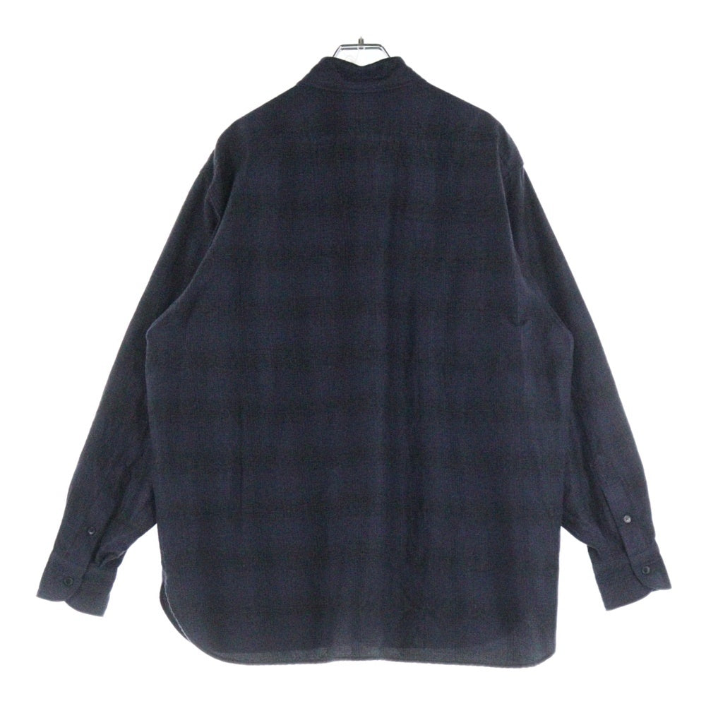 COMOLI(コモリ) 21AW ダブルフラップポケット ボーダー 長袖シャツ ネイビー U03-02010