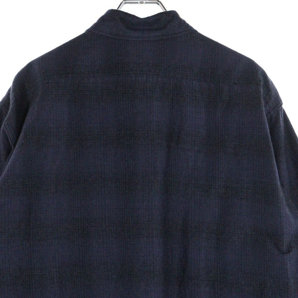 COMOLI(コモリ) 21AW ダブルフラップポケット ボーダー 長袖シャツ ネイビー U03-02010