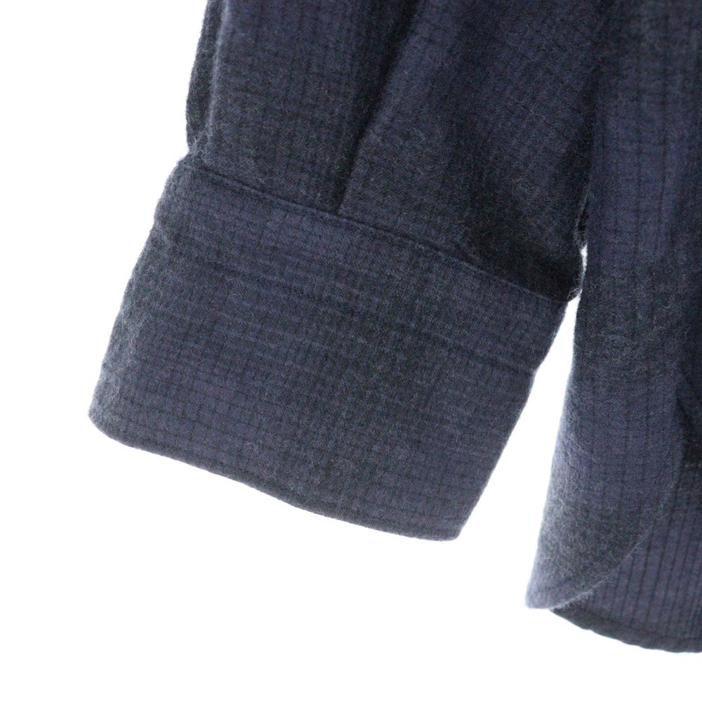 COMOLI(コモリ) 21AW ダブルフラップポケット ボーダー 長袖シャツ ネイビー U03-02010