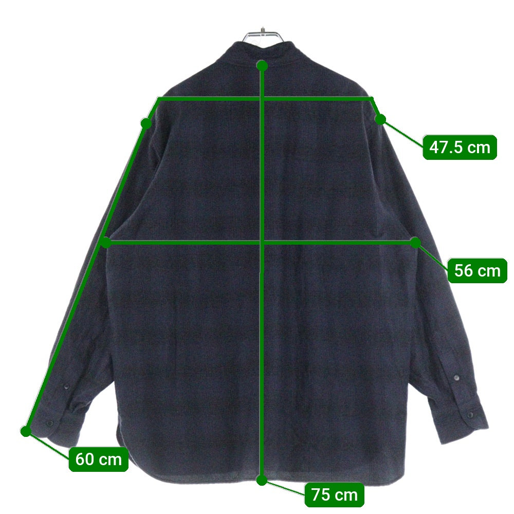 COMOLI(コモリ) 21AW ダブルフラップポケット ボーダー 長袖シャツ ネイビー U03-02010