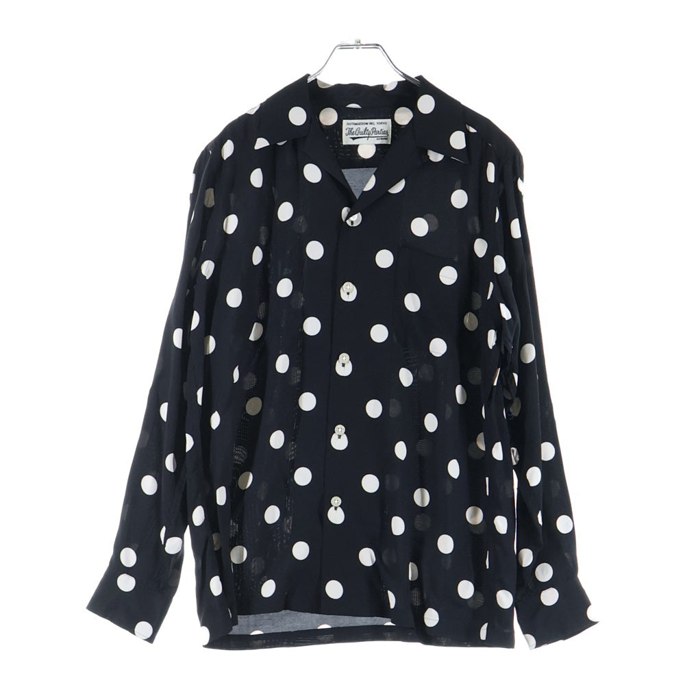 WACKO MARIA(ワコマリア) DOTS HAWAIIAN SHIRT L/S ドット柄 総柄 ハワイアン オープンカラー 長袖シャツ ブラック/ホワイト