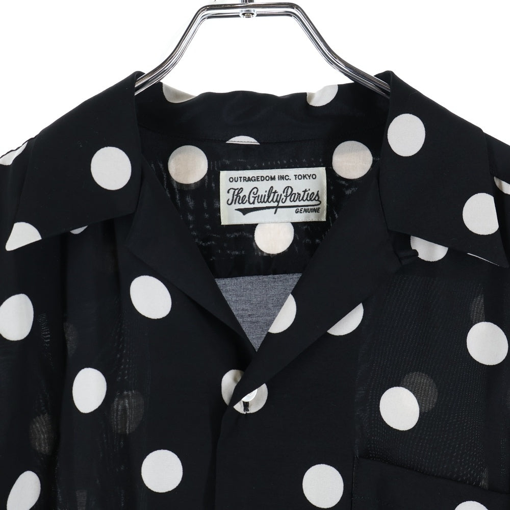 WACKO MARIA(ワコマリア) DOTS HAWAIIAN SHIRT L/S ドット柄 総柄 ハワイアン オープンカラー 長袖シャツ ブラック/ホワイト