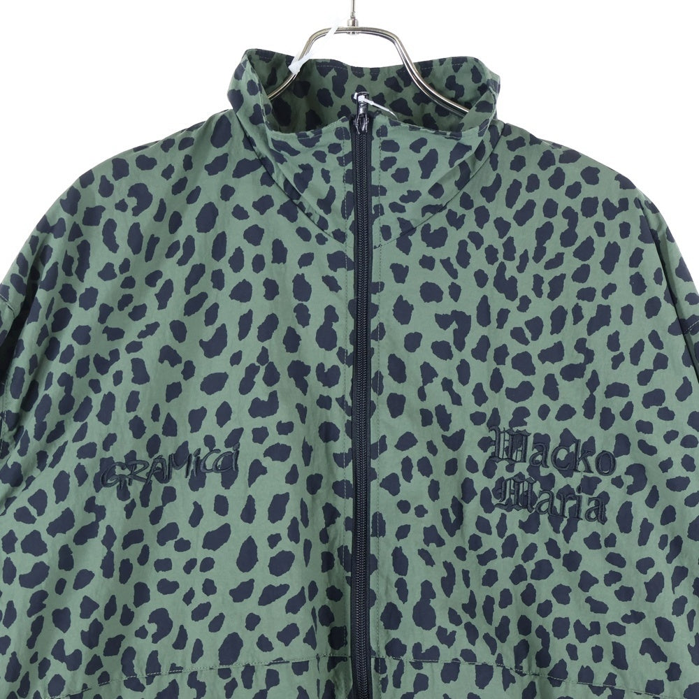 WACKO MARIA(ワコマリア) 23SS ×GRAMICCI グラミチ レオパード柄 ブランドエンブロイダリー ジップアップ ナイロンジャケット グリーン/ブラック GMJ3-S3023