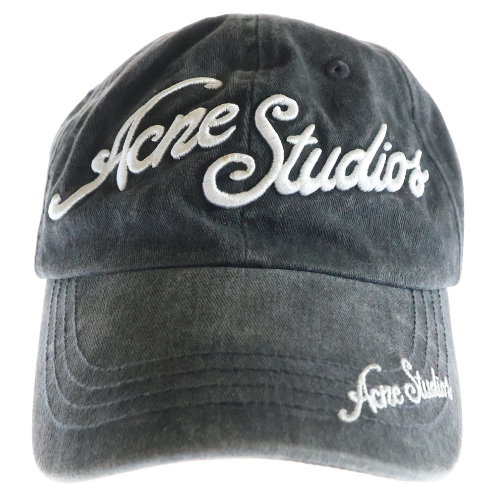 Acne Studios(アクネ ストゥディオズ) 24SS ロゴエンブロイダリー デニム キャップ ブラック FN-UX-HATS000240