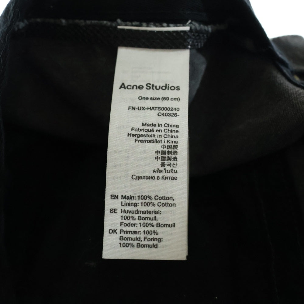 Acne Studios(アクネ ストゥディオズ) 24SS ロゴエンブロイダリー デニム キャップ ブラック FN-UX-HATS000240