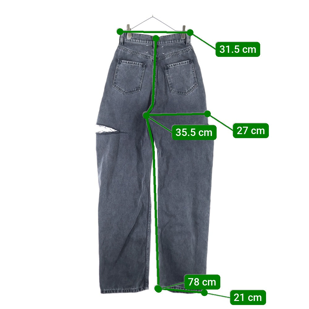 Maison Margiela 1(メゾンマルジェラ) SLASH DETAIL DENIM PANTS スラッシュディティール 5ポケット デニムパンツ ブラック レディース S51LA0051