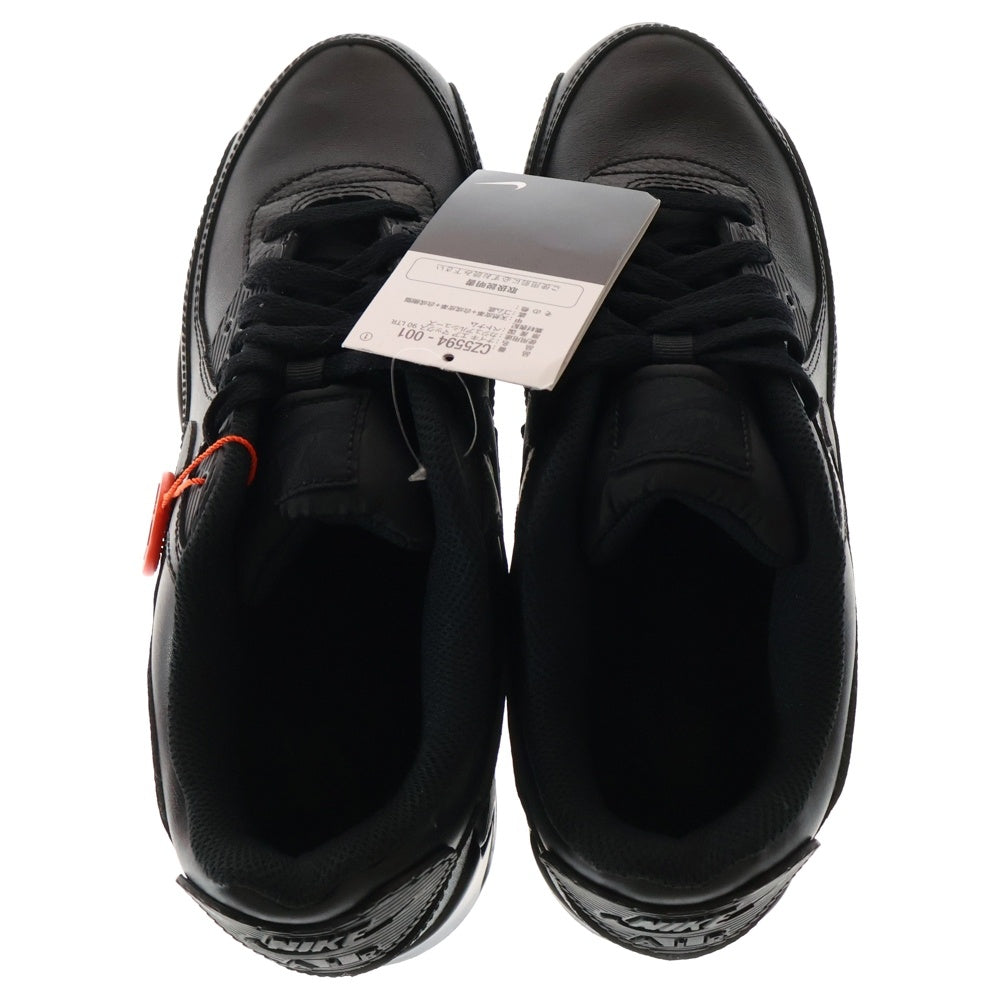 NIKE(ナイキ) AIR MAX 90 LTR TRIPLE BLACK エアマックス90 レザー トリプルブラック ローカットスニーカー ブラック US9/27.0cm CZ5594-001