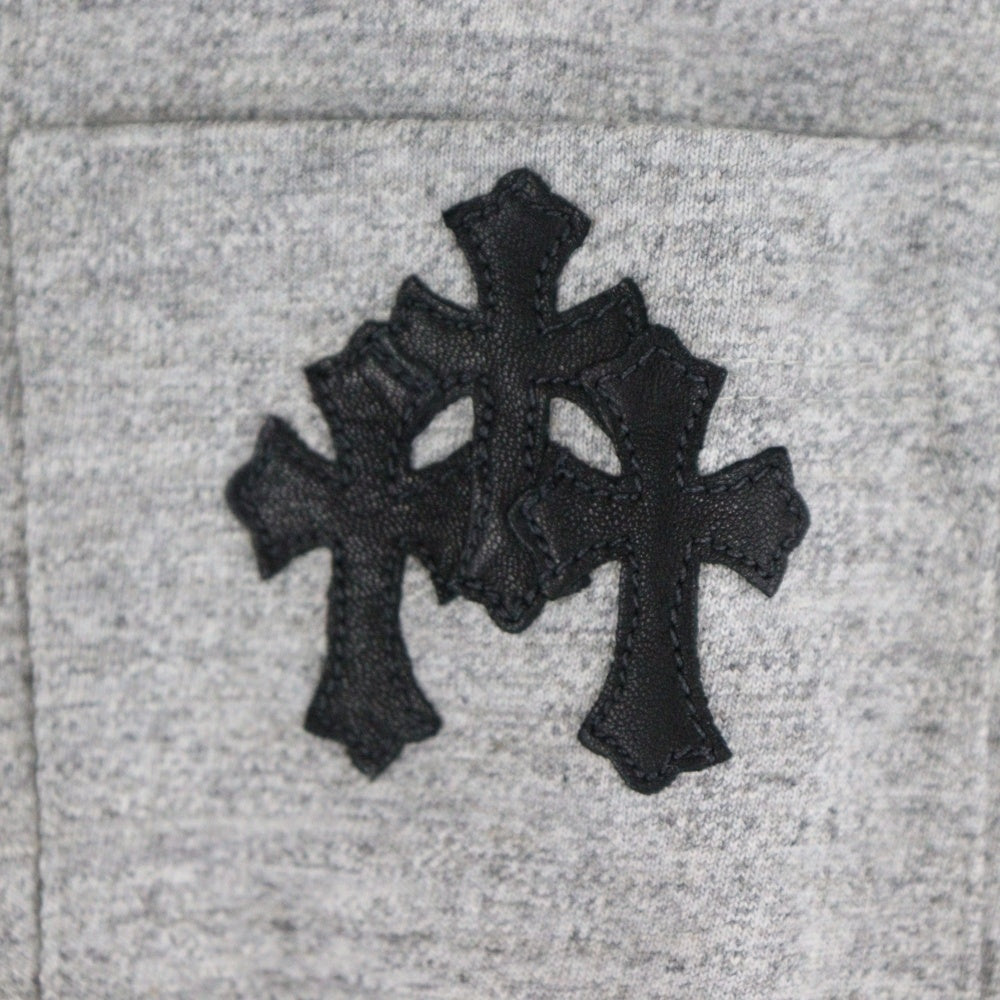 CHROME HEARTS(クロムハーツ) BSフレア ボタン セメタリークロスパッチ ヘンリーネック 半袖Tシャツ カットソー グレー