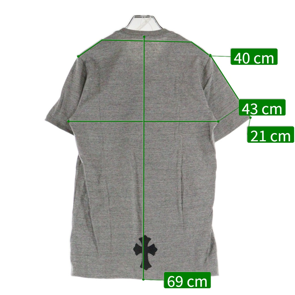 CHROME HEARTS(クロムハーツ) BSフレア ボタン セメタリークロスパッチ ヘンリーネック 半袖Tシャツ カットソー グレー