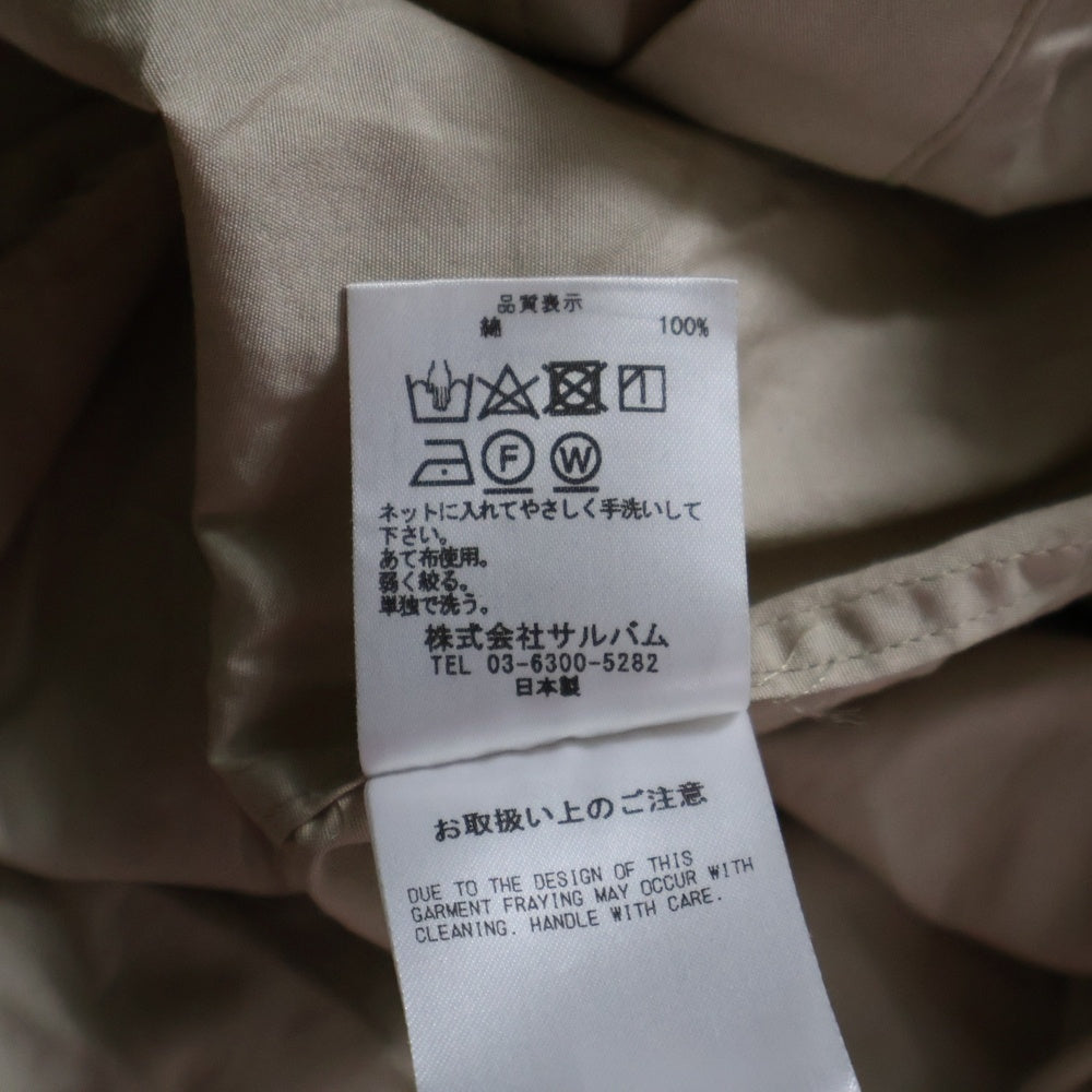 sulvam(サルバム) 19AW DOUBLE OPEN SHIRT ダブルオープン 長袖シャツ ベージュ SK-B04-001