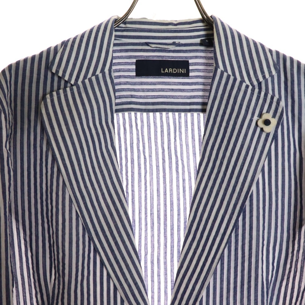 【極美品】LARDINI ニットテーラードジャケット　ストライプ　S 綿100% LARDINI(ラルディーニ) ストライプ柄 コットン シングル