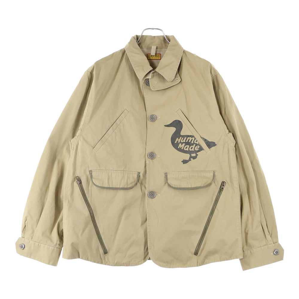 HUMAN MADE(ヒューマンメイド) フロントロゴプリント マルチポケット ハンチングジャケット ベージュ HM29JK023