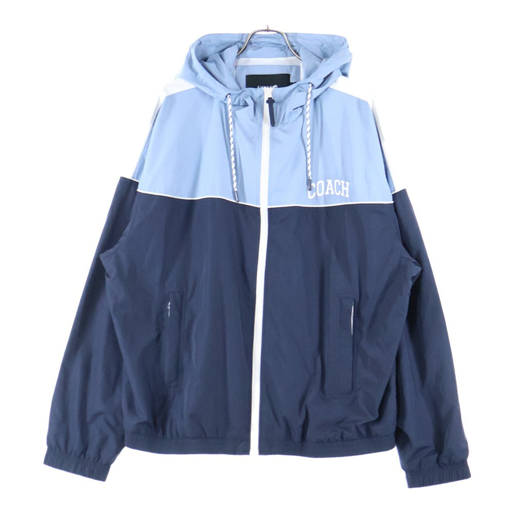COACH(コーチ) カラーブロック ウインドブレーカー ジップアップフーデッドジャケット ブルー/ネイビー CO798
