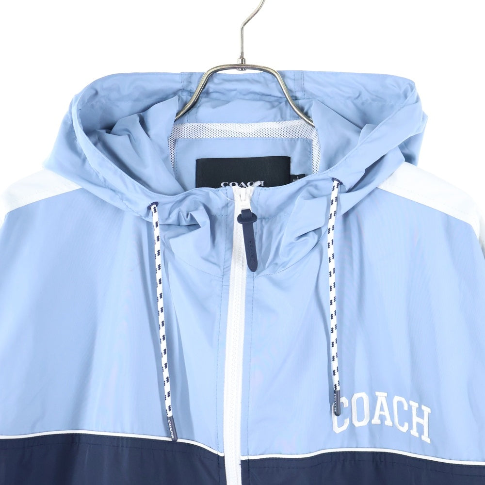 COACH(コーチ) カラーブロック ウインドブレーカー ジップアップフーデッドジャケット ブルー/ネイビー CO798